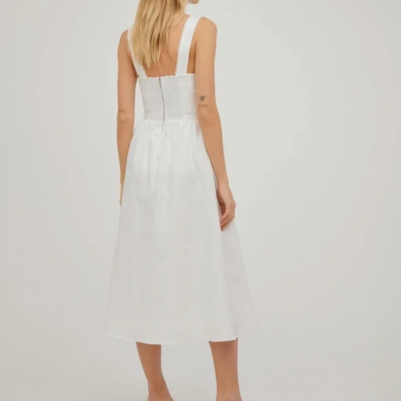 Reformation Tagliatelle Linen Dress - White - Picture 5 of 6